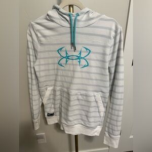 Under Armour Hoodie with Gray Stripes and Teal Logo